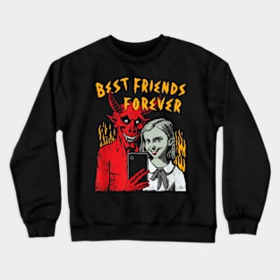 Funny Best Friends Forever Satanic Selfie Girl And Devil Crewneck Sweatshirt